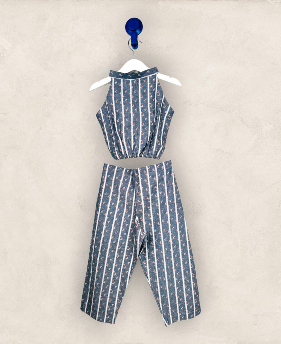 Halter Neck Grey Cotton Co-ord Set/8-9 Years