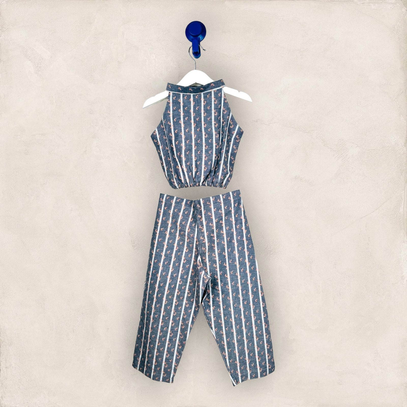 Halter Neck Grey Cotton Co-ord Set/4-5 Years