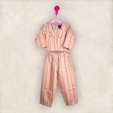 Mavue And Grey Stripes Co-Ord Set In Cotton/8-9 Years