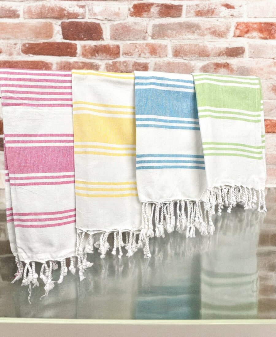 White/Pink Striped Towel
