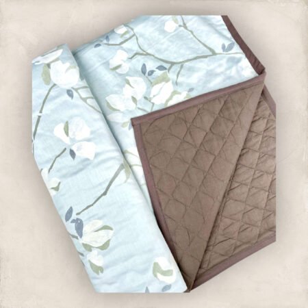 Five Layer Cotton and Muslin Baby Quilt Brown with Sky Blue/ Large