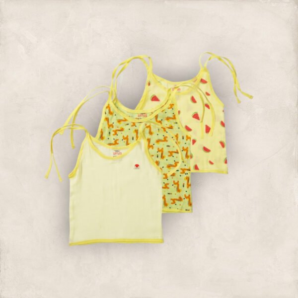 Muslin Jabla Yellow Set Tie Up Set of 3/0_6 Months