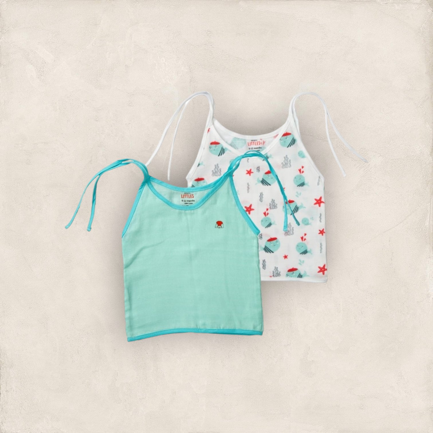 Muslin Jabla Blue Set Tie Up Set of 2/0_6 Months