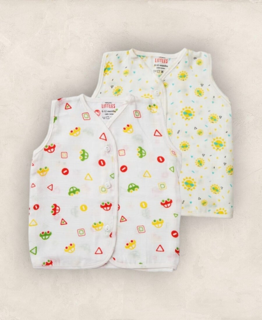 Muslin Jabla White Set Sleeveless Set of 2/6-12 Months