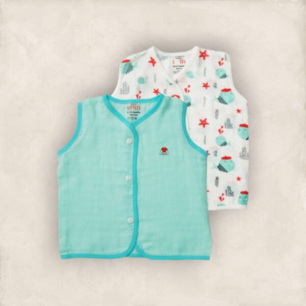 Muslin Jabla Blue Set Sleeveless Set of 2/6_12 Months