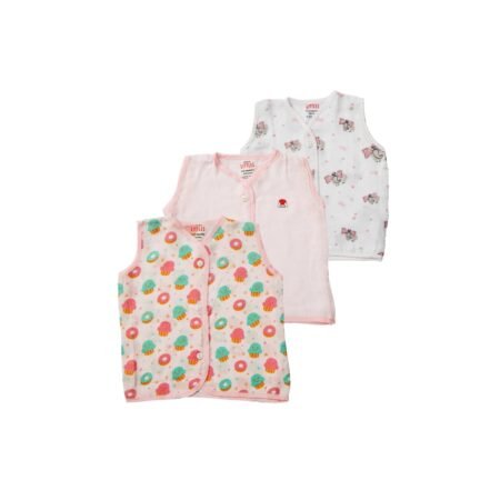 Muslin Jabla  Pink Set Sleeveless Set of 3/6-12 Months