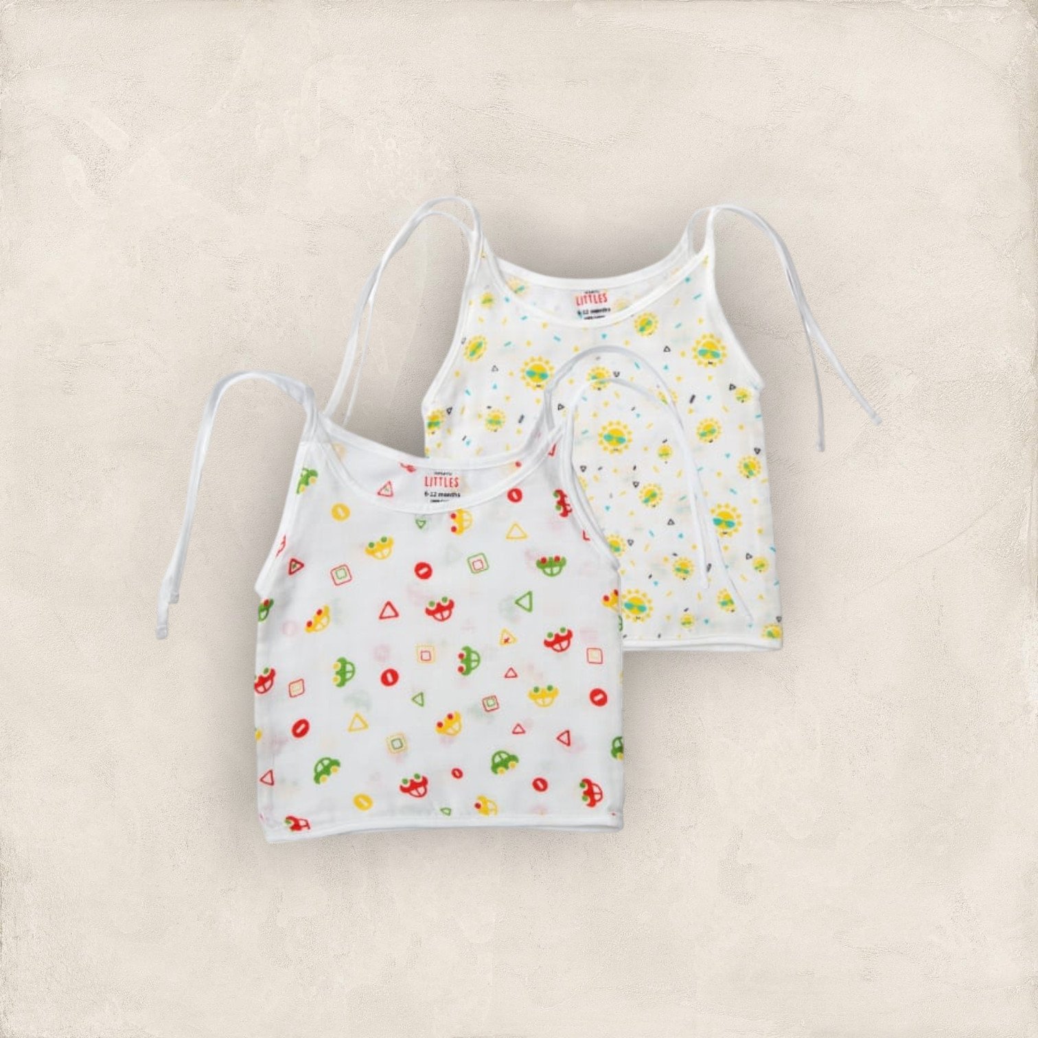 Muslin Jabla White Set Tie Up Set of 2/6_12 Months