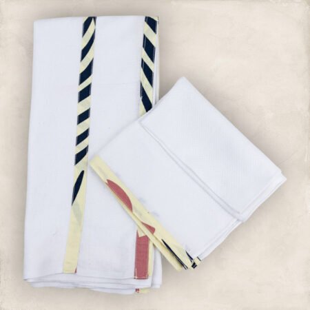 Soft Cotton Yellow Leaf Print Bordered Baby Towel/Set of 2