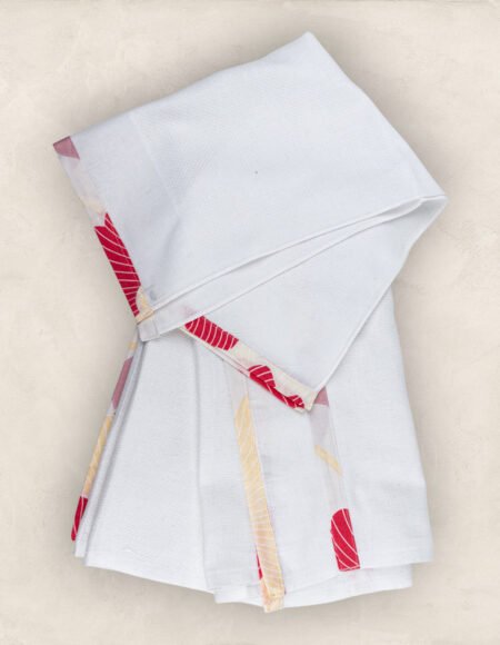 Soft Cotton Tomato Red Abstract Print Bordered Baby Towel/Set of 2