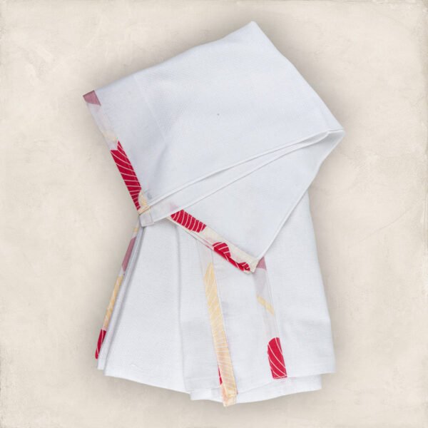 Soft Cotton Tomato Red Abstract Print Bordered Baby Towel/Set of 2