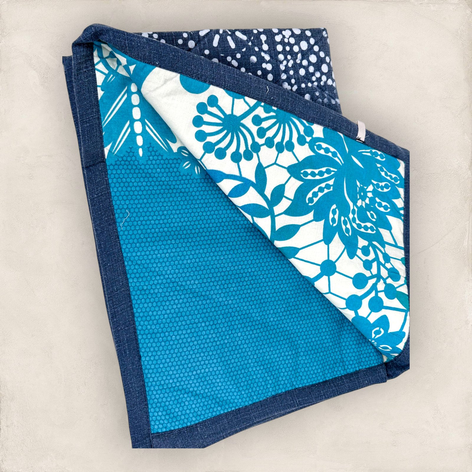 Three Layer Aquamarine and Grey Carry Cloth/Large