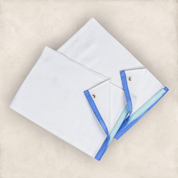 White  With Colour Border Print Towel /Set Of Two