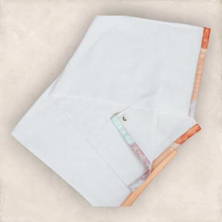 White  With Colour Border Print Towel /Set Of Two