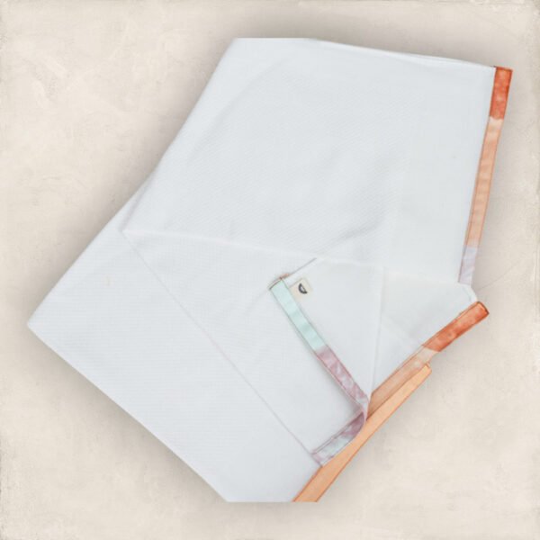 White  With Colour Border Print Towel /Set Of Two