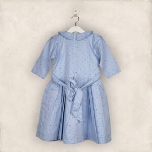 Sky Blue Coat Frock In Cotton/8-9 Years