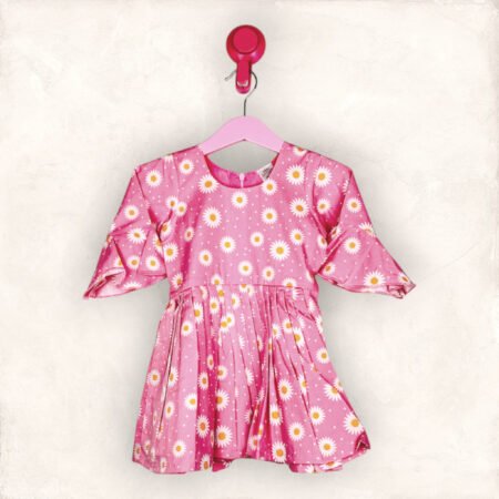 Flourescent Pink Flared Sleeve Frock/2-3 Years