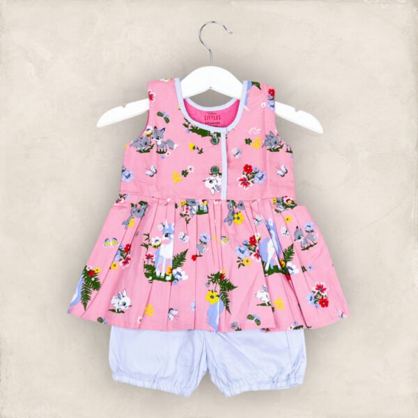Pink Bunny and Flowers Frock and Bloomers/6_12 Months