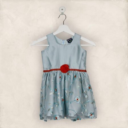 The Sky Blue Red Party Frock/4-5 Years