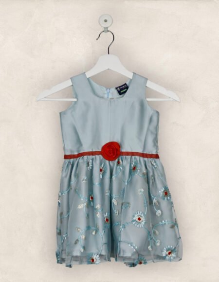 The Sky Blue Red Party Frock/4-5 Years