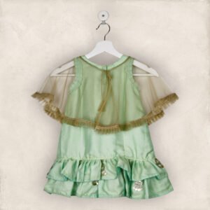 Fluorescent Green With Cloak Party Frock/4-5 Years