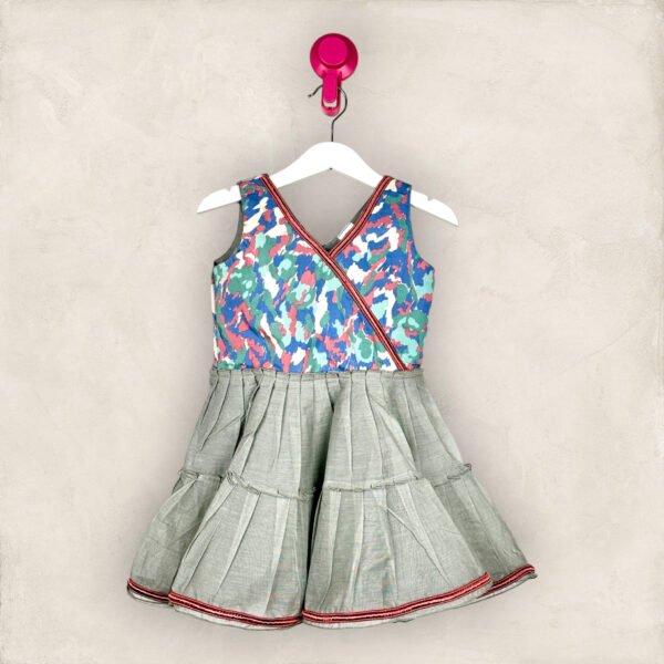Marble And Green Frill Frock/4-5 Years
