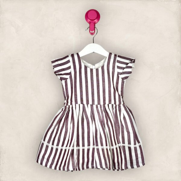 Purple Stripes Cotton Box Pleat Frock/4-5 Years