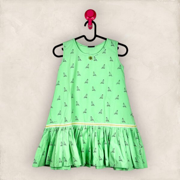 Pista Line Bird A Line Frock/6_7 years