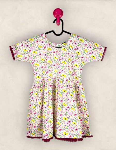 White Floral and Butterfly Frock /6_7 years