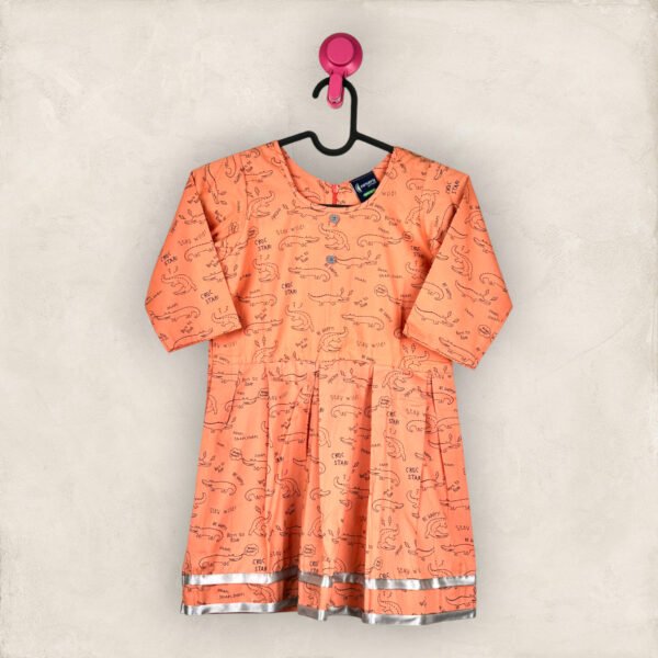 Peach Box Pleat Frock /6_7 years