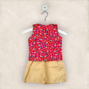 Pineapple Sleeveless Shirt With Yellow Shorts In Cotton/1-2 Years