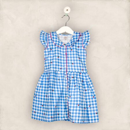 Blue Checked PeterPan Coloured Frock/6-7 Years