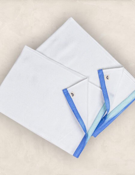 White  With Colour Border Print Towel /Set Of Two