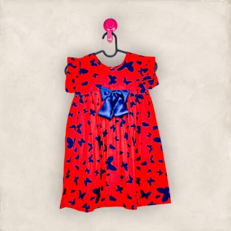 Red, Blue, Butterfly Frock /8_9 years