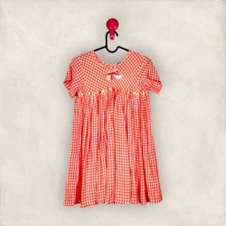 Orange Checked Yoke Frock /9_10 Years