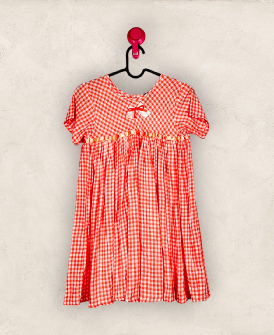 Orange Checked Yoke Frock /9_10 Years