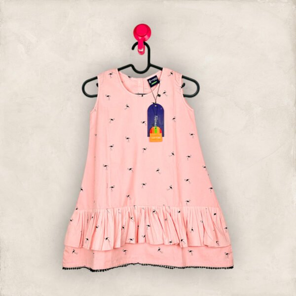 Pink Crane Frill Frock/ 6_7 years
