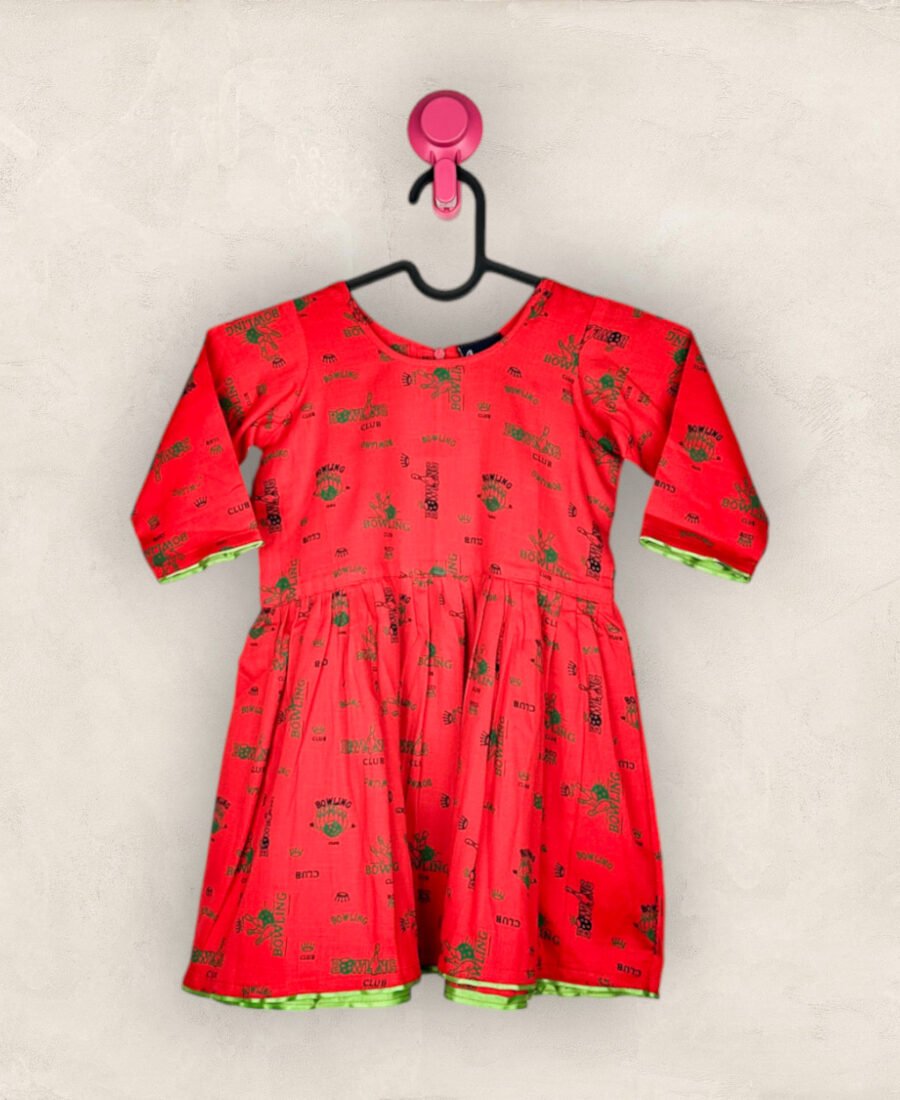 Red Bowling Club Frock/ 6_7 years