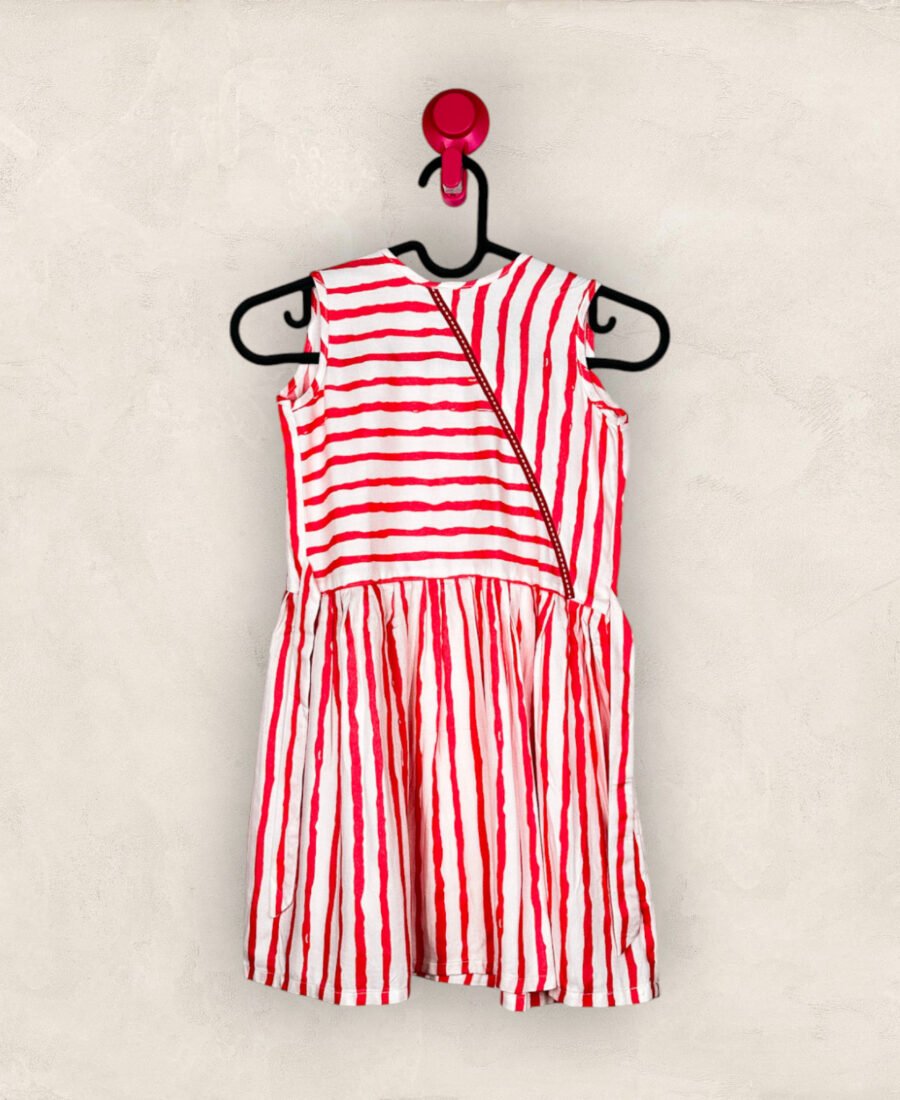 Red and White Striped Frock/ 4_5 years