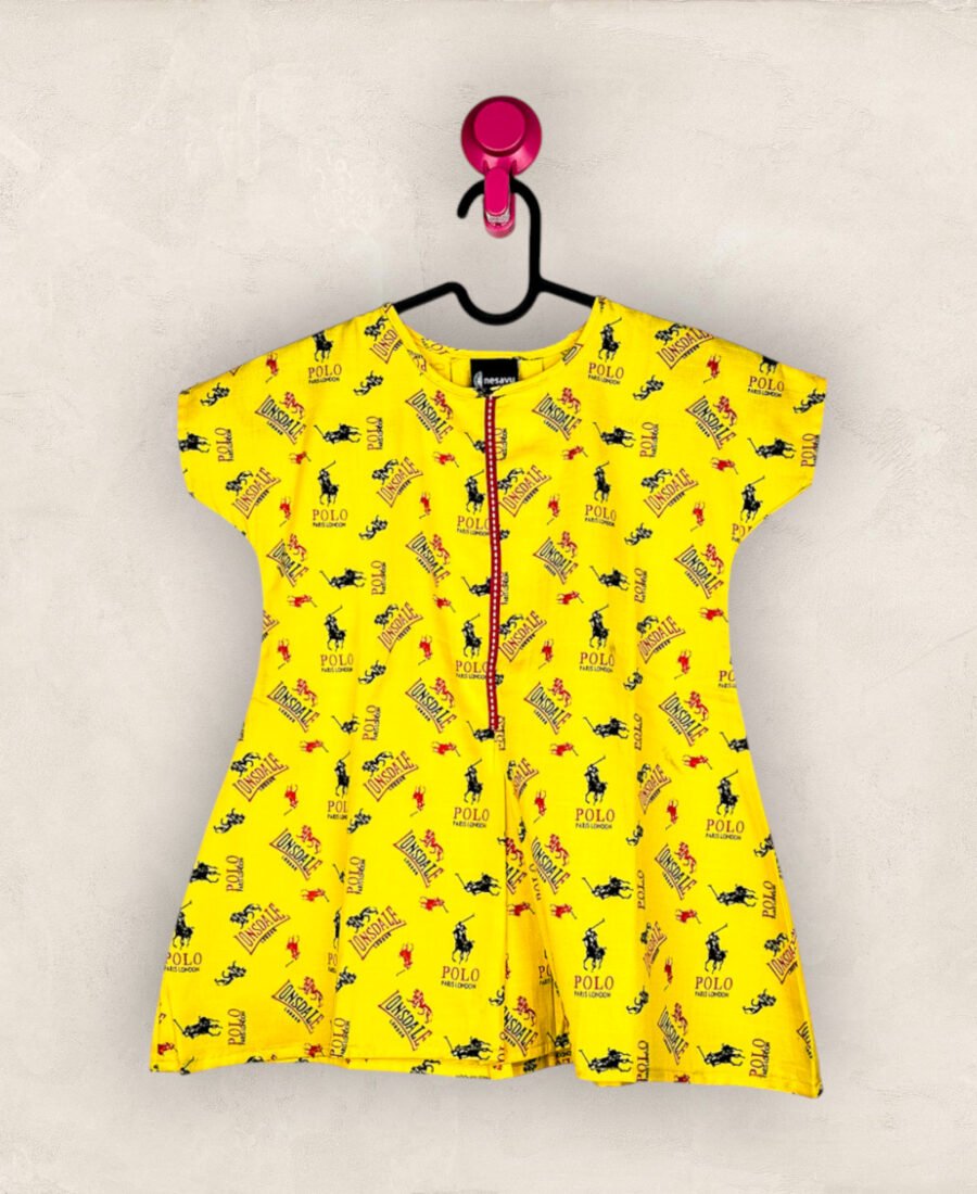 Yellow Set in Sleeve Frock/6_7 Years