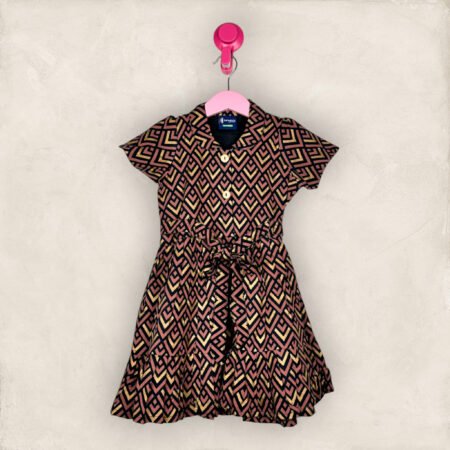 Black and Gold Abstract Print Frock/2-3 Years