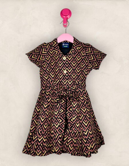 Black and Gold Abstract Print Frock/2-3 Years