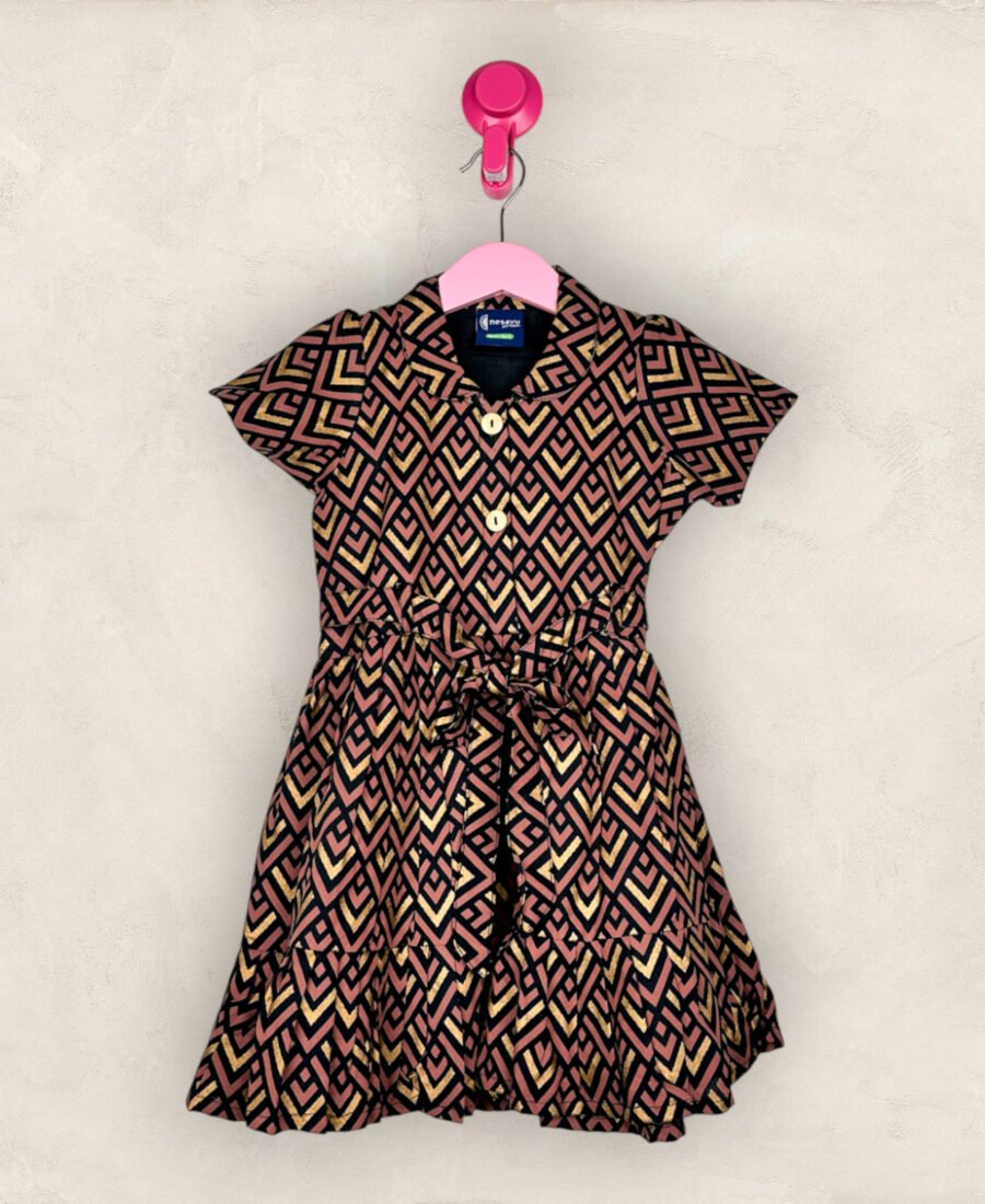 Black and Gold Abstract Print Frock/2-3 Years