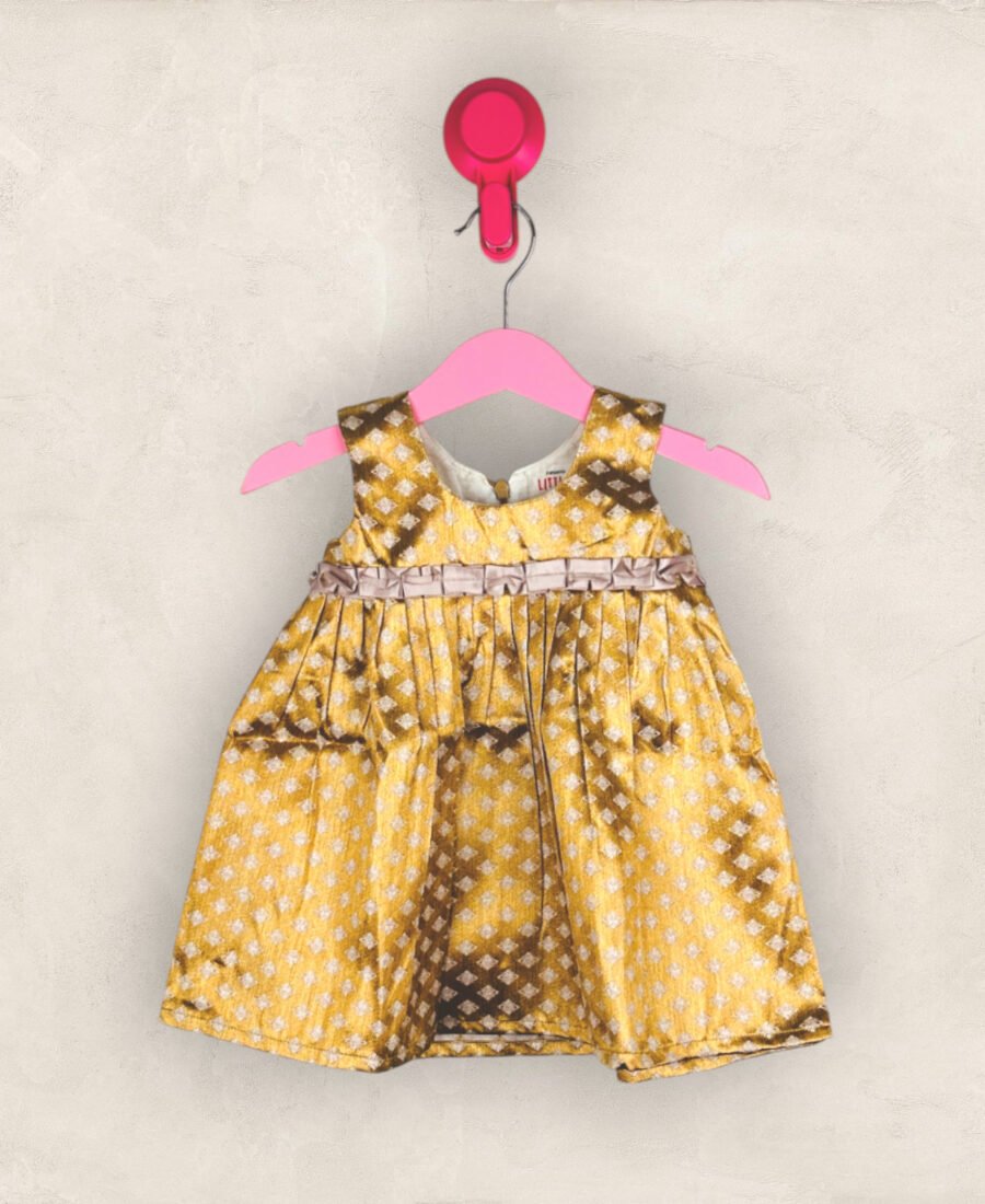 Silver and Gold Yoke Frock/3-4 Years