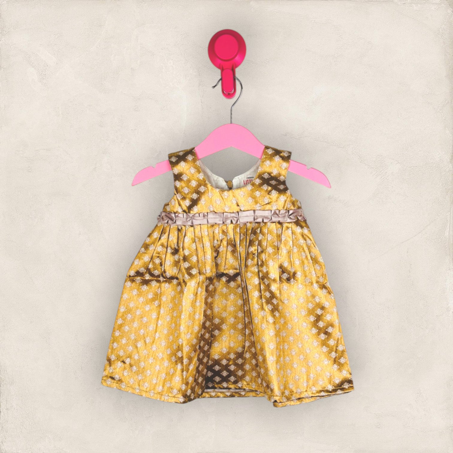Sliver and Gold Yoke Frock/0-6 Month