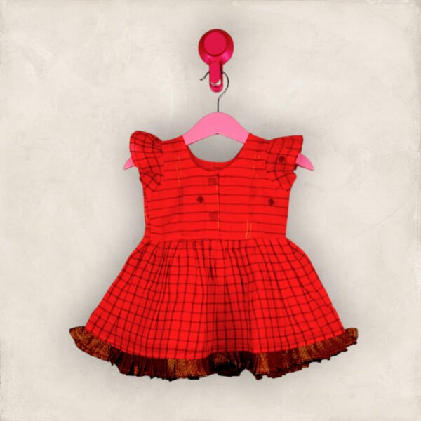 Pink Cotton Frill Frock/0-6 Month