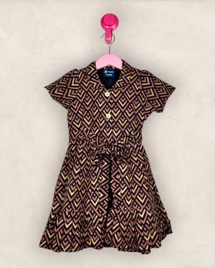 Black and Gold Abstract Print Frock/4-5 Years