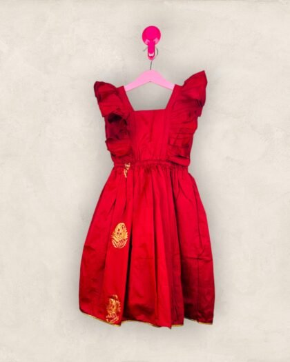 Maroon Soft Silk Gown/2-3 Years
