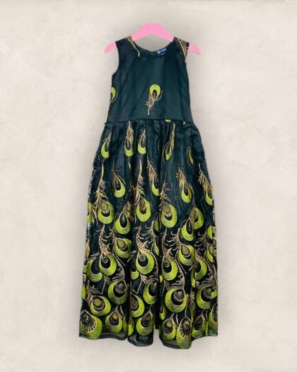 Black and Green Peacock Frock/6-7 Years