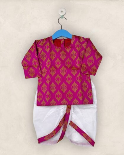 Petal Rose-Kurtha & Dhothi Salwar Artsilk Full Sleeve/6-12 Month