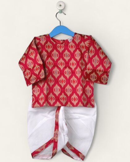 Petal Rose-Kurtha & Dhothi Salwar ArtSilk Full Sleeve/1-2 Years